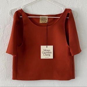 Gauntlett Cheng Time to Say Goodbye SS16 Cut Out Ribbed Top in Rust / Sz M/L NWT